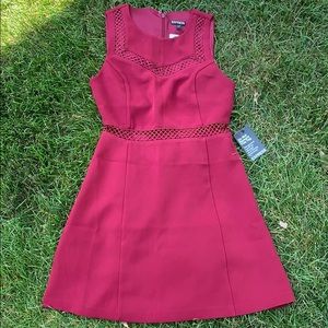 NWT Express burgundy tank dress, lace waist, Sz 6